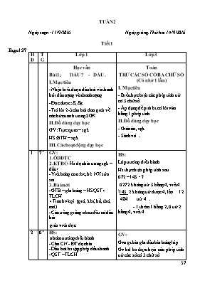 Giáo án tuần 2 lớp 1, 3 - Năm học 2016-2017